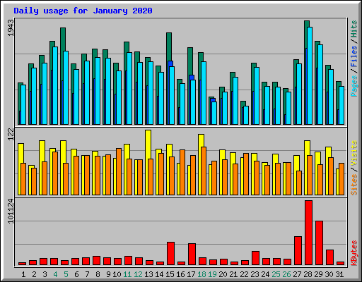 Daily usage for January 2020