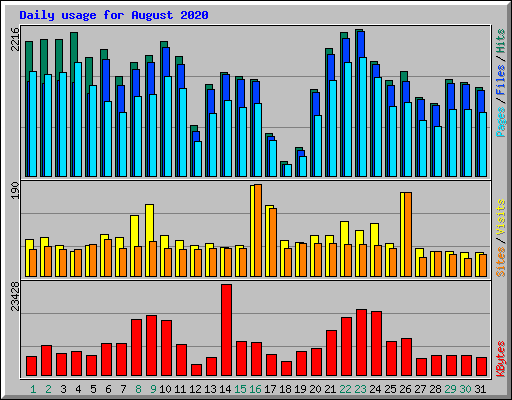 Daily usage for August 2020