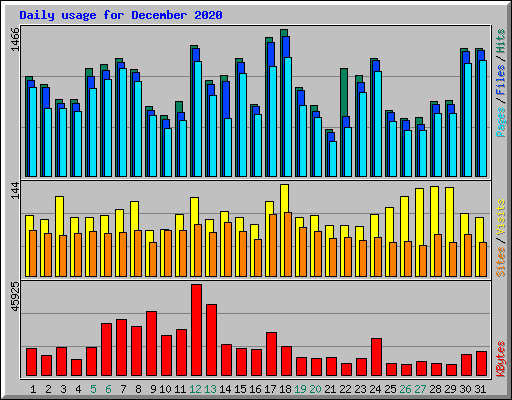 Daily usage for December 2020