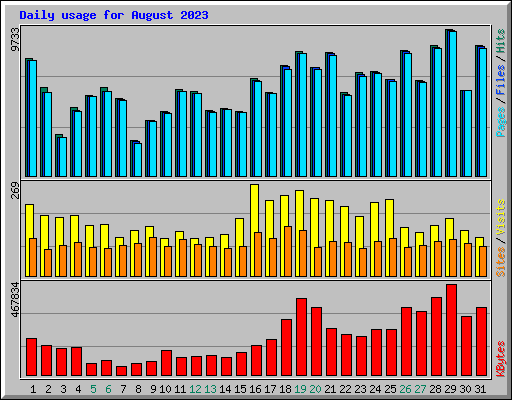 Daily usage for August 2023