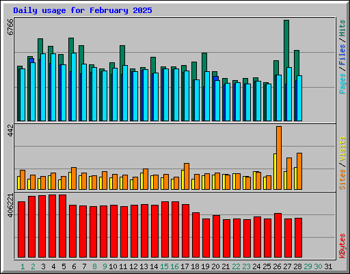 Daily usage for February 2025